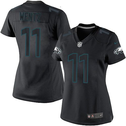 Nike Eagles #11 Carson Wentz Black Impact Women's Stitched NFL Limited Jersey
